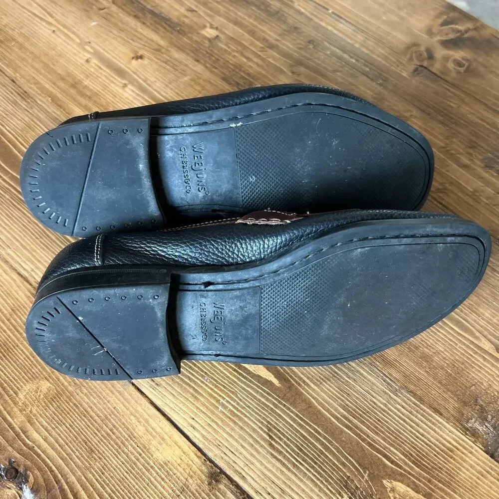 Weejuns G.H. Bass & Co Mens Size 9 Black & Brown Leather Kiltie Tassel Loafers